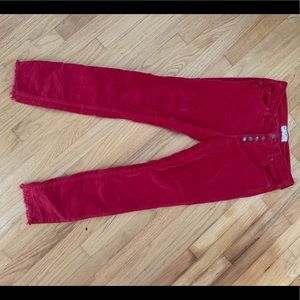 Red corduroy jeans